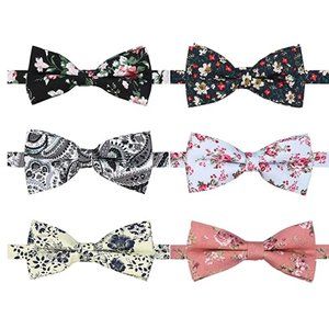 Mens Set 6 Assorted Floral Pre-Tied Bow Ties